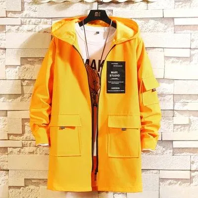 Men's Long Coat Men Hooded Jackets Windbreaker