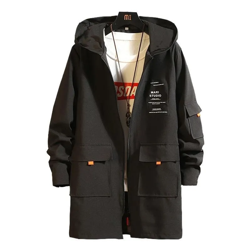 Men's Long Coat Men Hooded Jackets Windbreaker