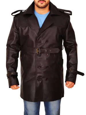 Men's Premium Brown Genuine Leather Peacoat