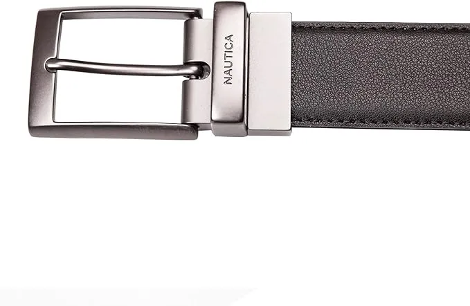 Nautica Men's Reversible Leather Casual and Dress Belts with Metal Buckle 