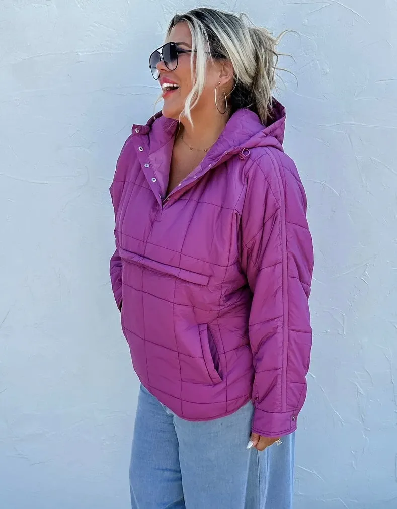 PEYTON- Mulberry puffer hoodie pullover jacket