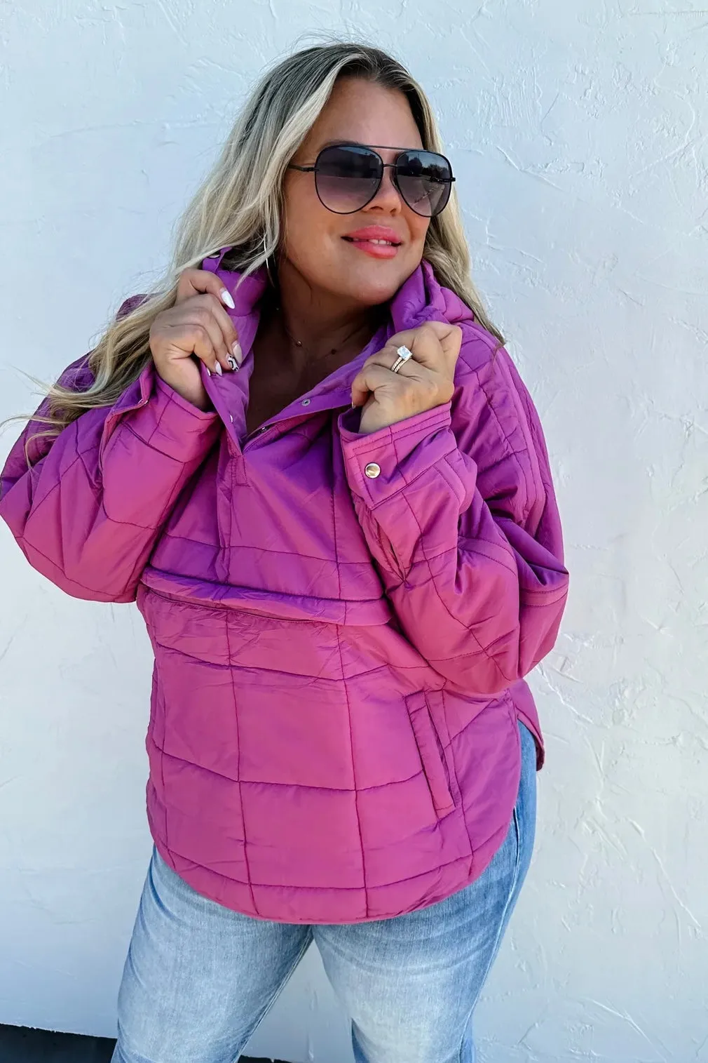 PEYTON- Mulberry puffer hoodie pullover jacket