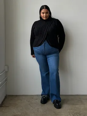 Plus Size Straight Raw Fray Jeans