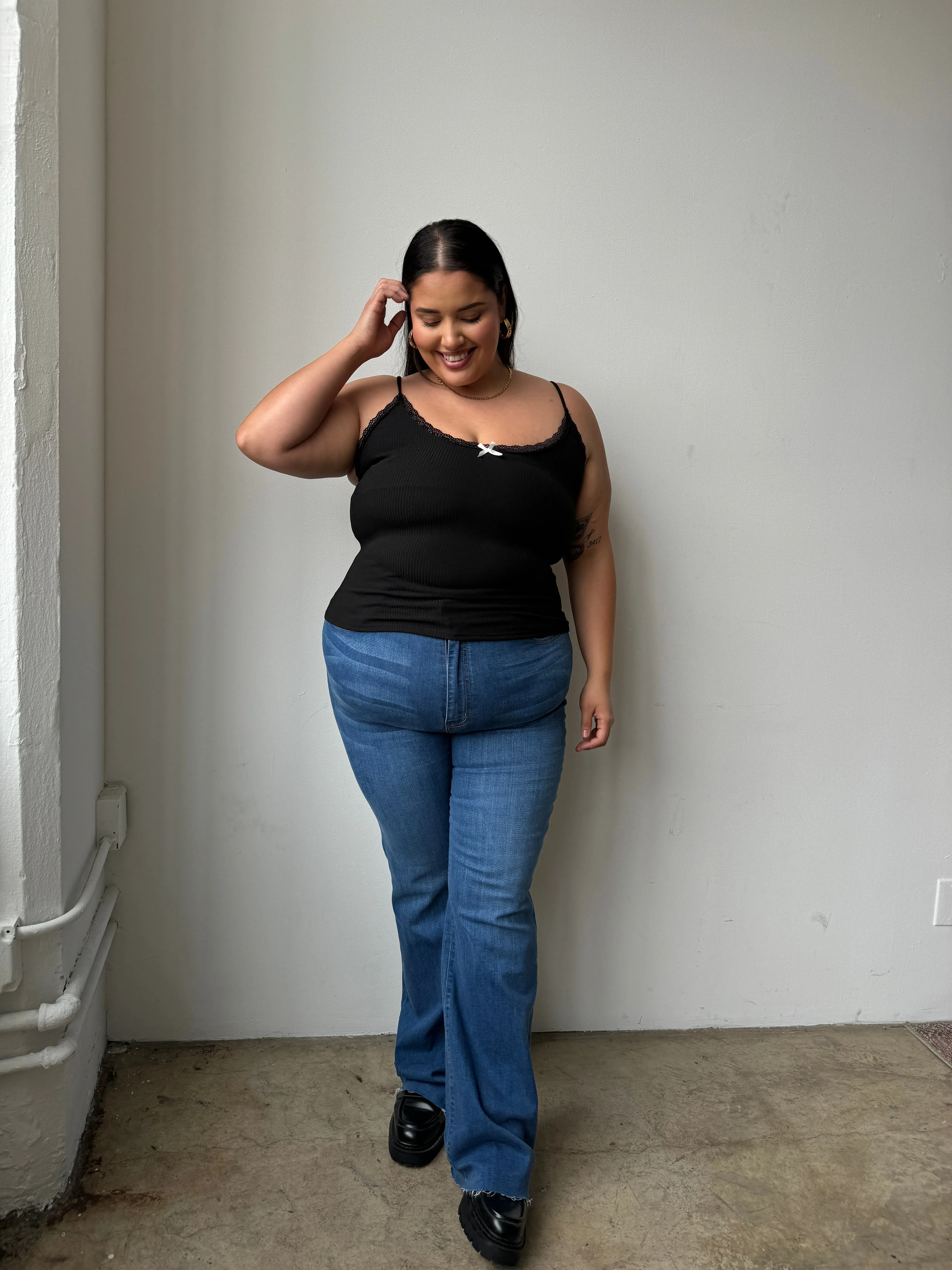 Plus Size Straight Raw Fray Jeans