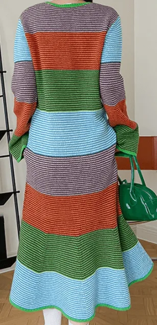 Pre Order:  Multicolor Long Sleeves Knit Dress