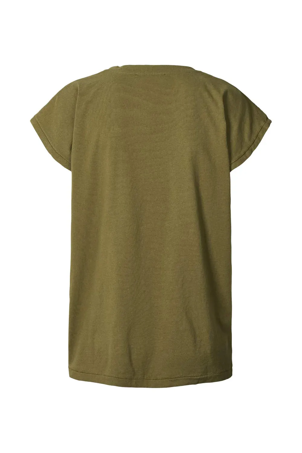 Rabens Saloner Anira Ribben Love Tee in Army