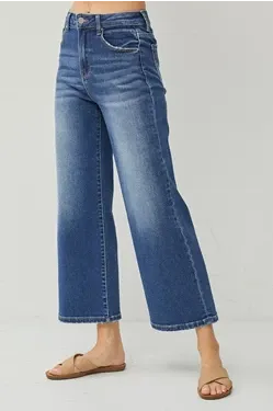 Risen High Rise Wide Crop Jeans