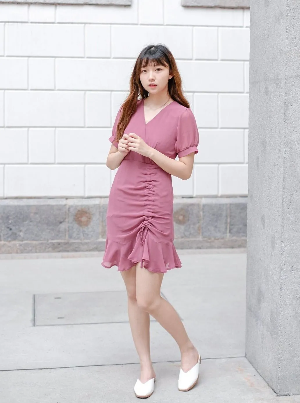 Short Wrap Dress ROSEWOOD*
