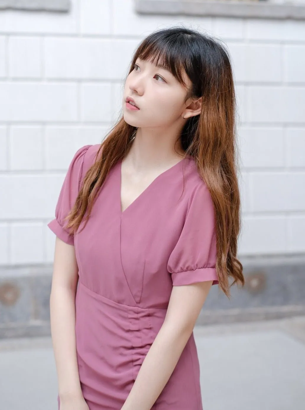 Short Wrap Dress ROSEWOOD*