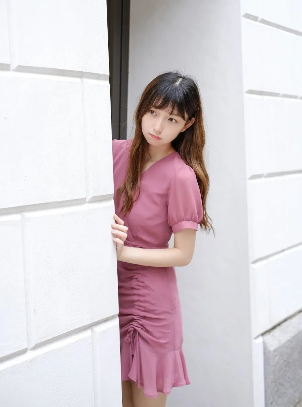 Short Wrap Dress ROSEWOOD*