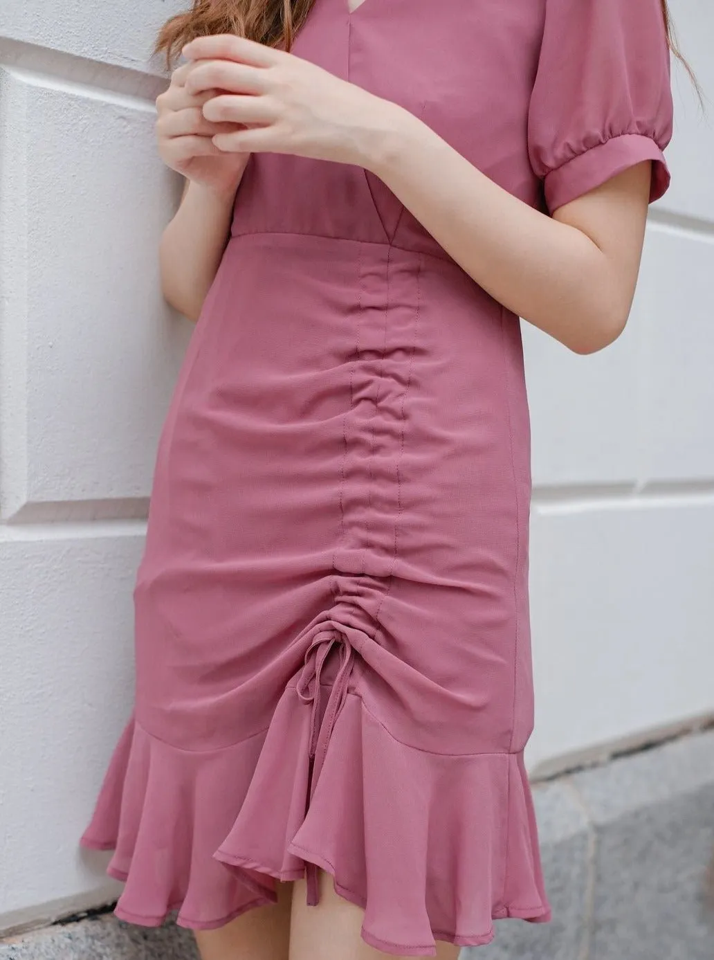 Short Wrap Dress ROSEWOOD*