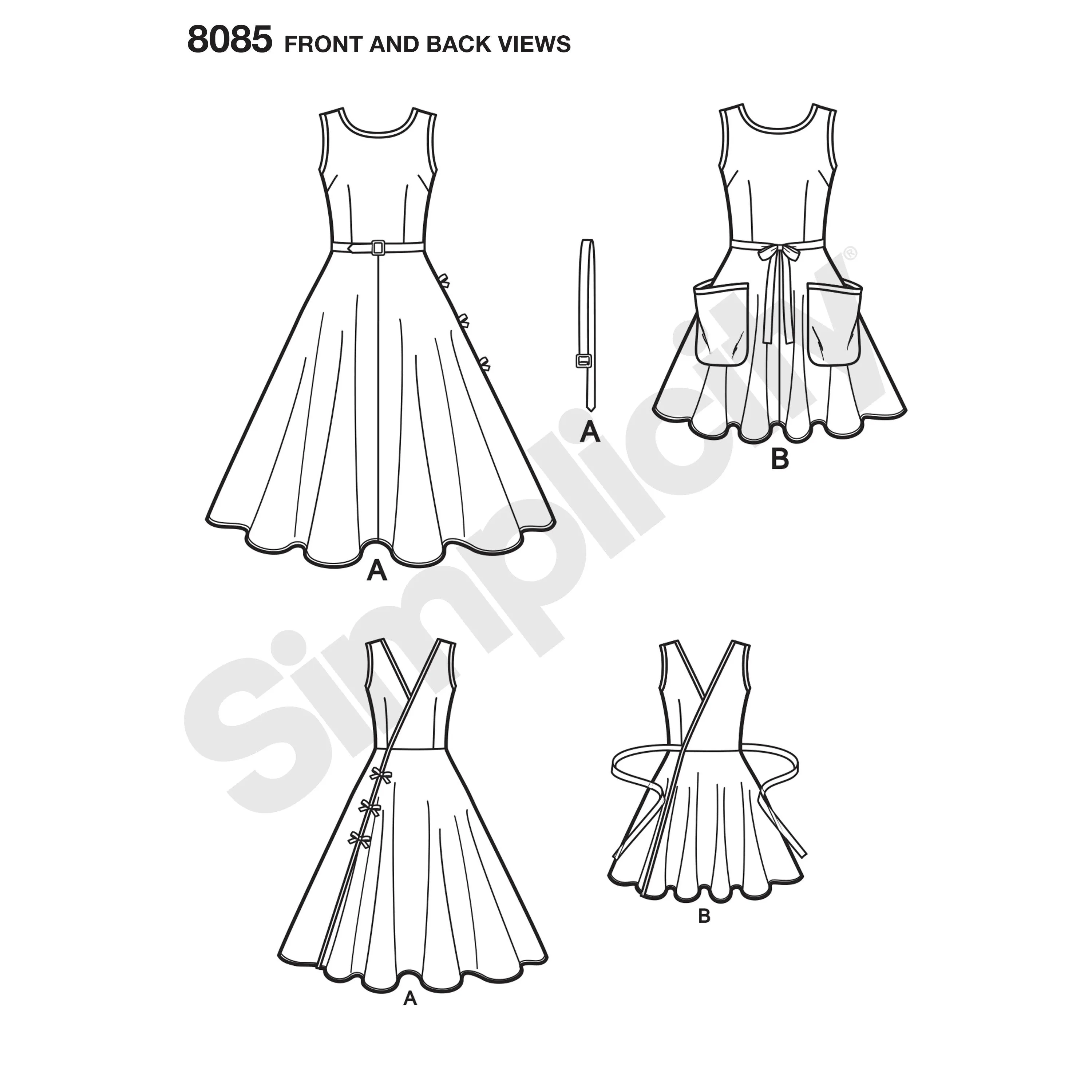 Simplicity Pattern S8085 Misses' Vintage 1950s Wrap Dress in 2 Lengths