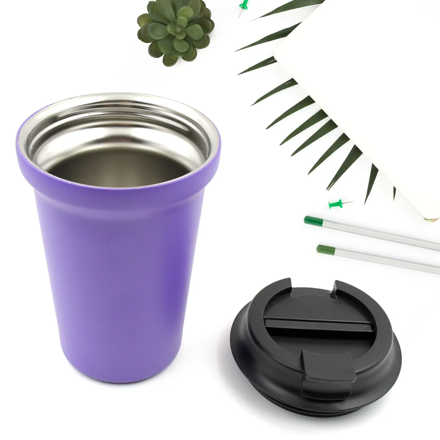 Stainless Steel Vacuum Insulated Coffee Cups Double Walled Travel Mug, Car Coffee Mug with Leak Proof Lid Reusable Thermal Cup for Hot Cold Drinks Coffee, Tea (1 Pc)