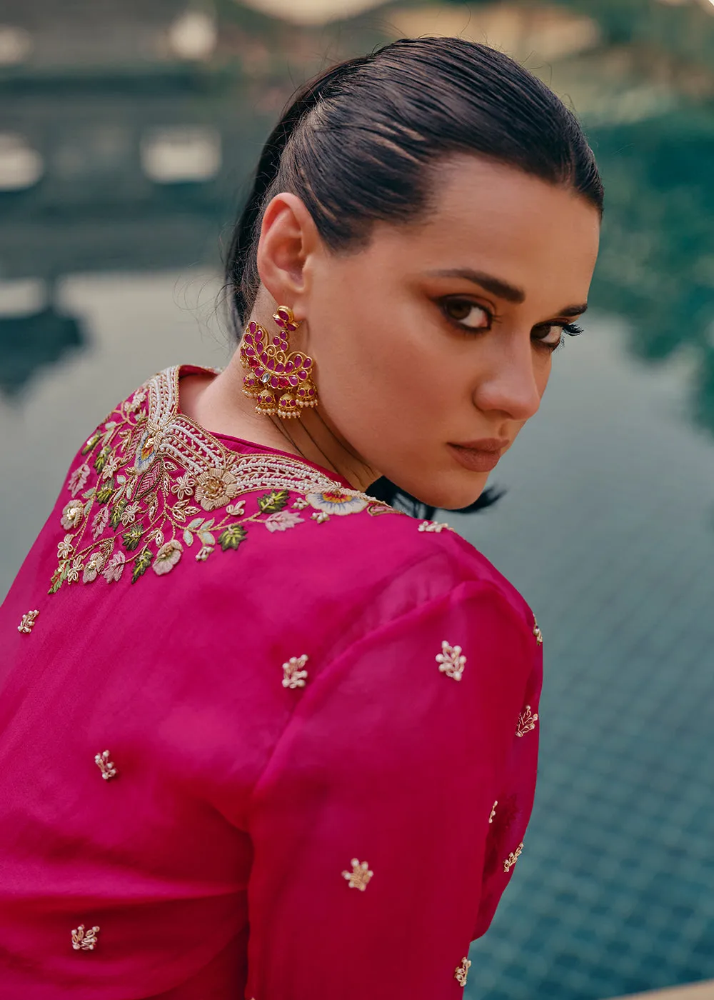Tempting Pink Embroidered Designer Indo Western Dress