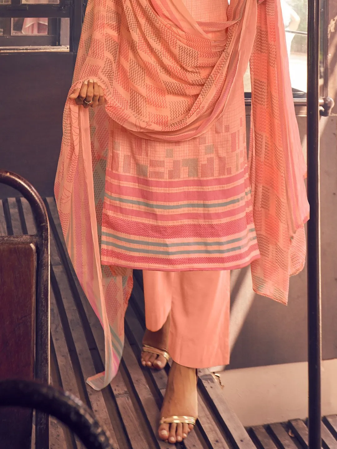 Unstitched Cotton Salwar Suit Dress Material With Dupatta