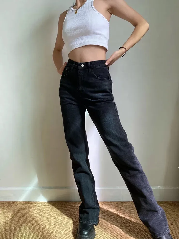 Wenkouban - Key And Lock Straight Jeans
