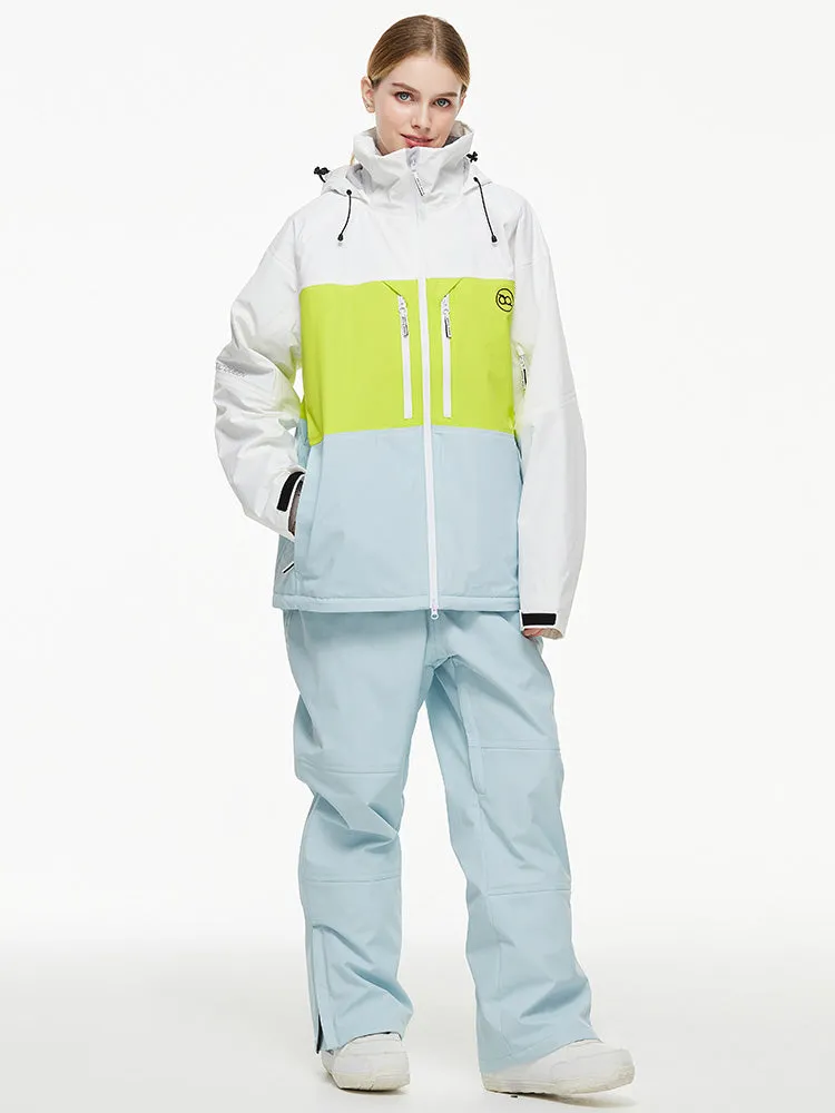 Women's Arctic Queen Mountain Windbreaker Thermal Snow Suits with Overalls Bibs
