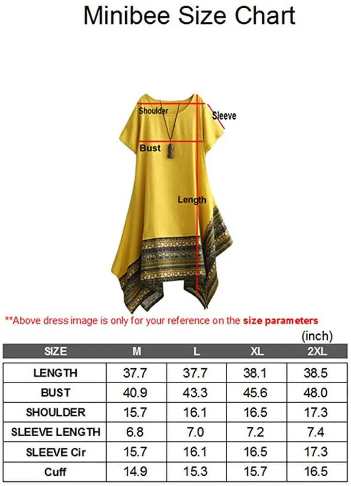 Women's Ethnic Cotton Linen Short/Long Sleeves Dress