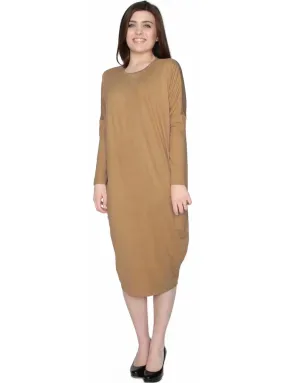 Women's Micro Suede Knit Comfy Midi Dress Women's Micro Suede Knit Comfy Midi Dress